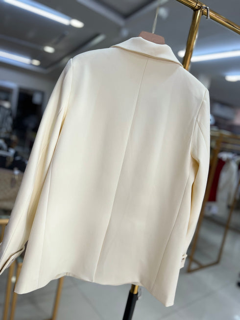Double Breasted Folded Sleeves Blazer